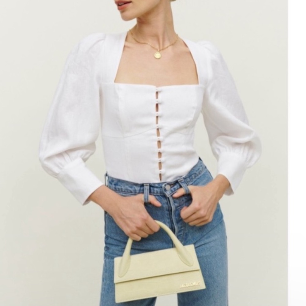 NEW summer REFORMATION White Micah Blouse